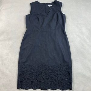 Calvin Klein NWT Womens Sheath Dress 14 Blue Eyelet Floral Lace Stretch